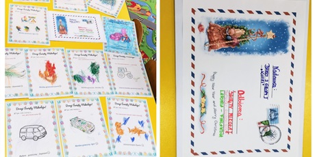 Powiększ grafikę: dzieci napisały, namalowały listy do Mikołaja i włożyły go do koperty