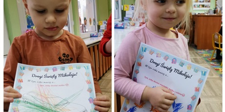 Powiększ grafikę: Dominik i Żywia pokazują swój list do Mikołaja