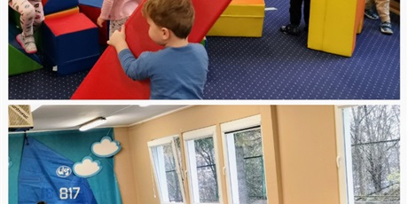Powiększ grafikę: Dzieci bawią się Dużymi klockami na sali rytmicznej