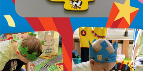 Powiększ grafikę: Leoś i Franio układają z puzzli 4, tyle ile mają lat
