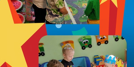 Powiększ grafikę: Dzieci częstują się urodzinowymi czekoladkami