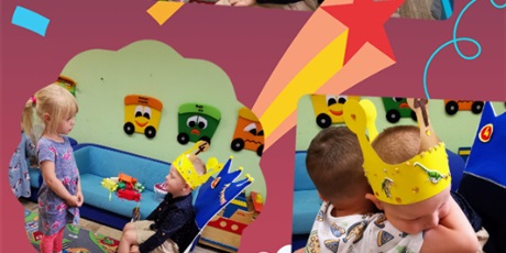 Powiększ grafikę: Dzieci skłądają Konradowi życzenia Urodzinowe